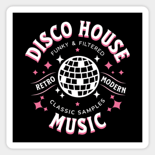 DISCO HOUSE  - Retro Modern Disco Ball (White/Pink) Magnet